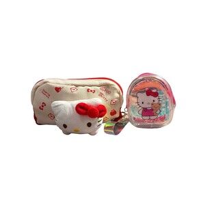 Cute Character-Inspired Plush Zipper Pouch & Mini Backpack Keychain Bag Bundle